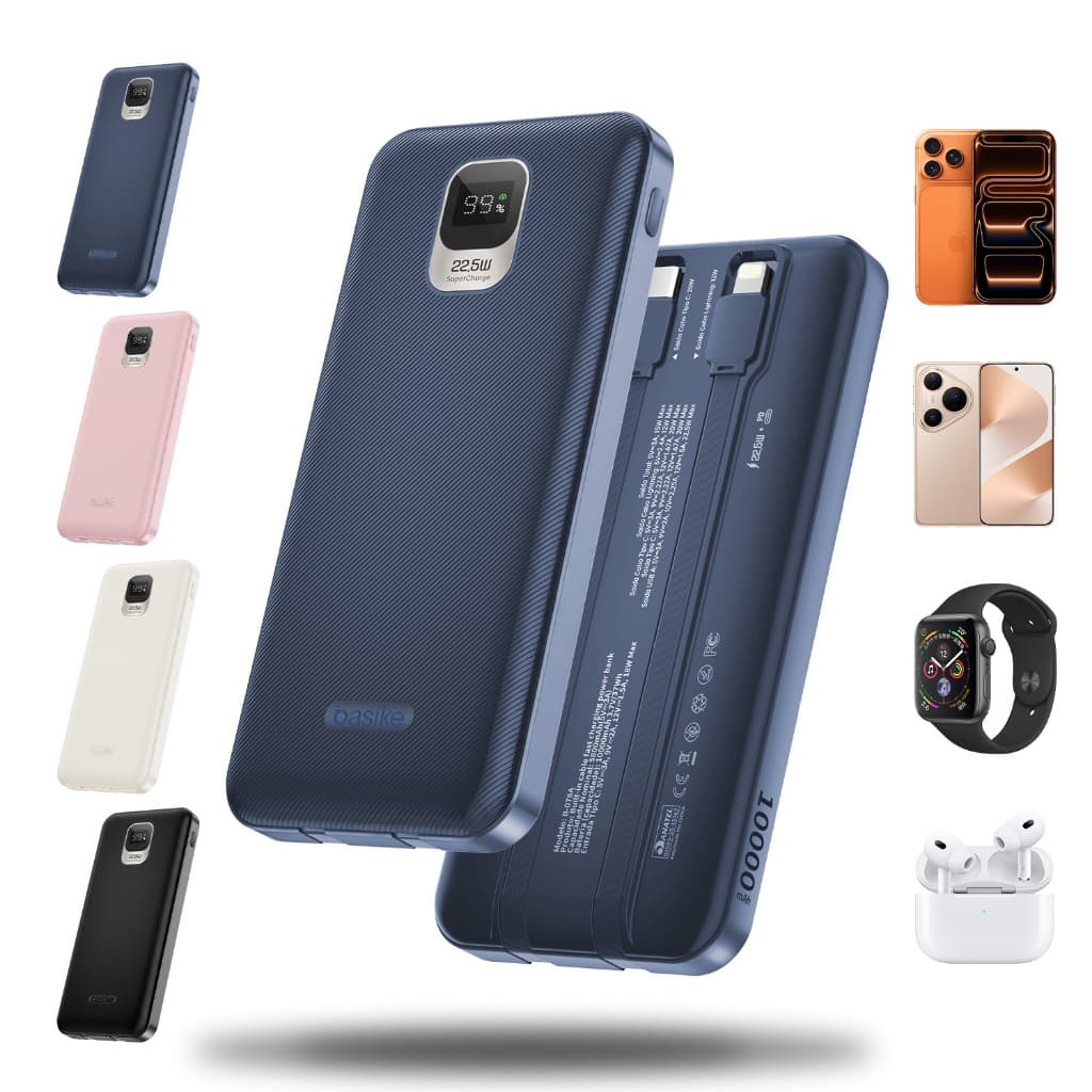 Power Bank Basike 10000mAh 22.5W Carregador Portátil Turbo Powerbank Tipo C Lightning