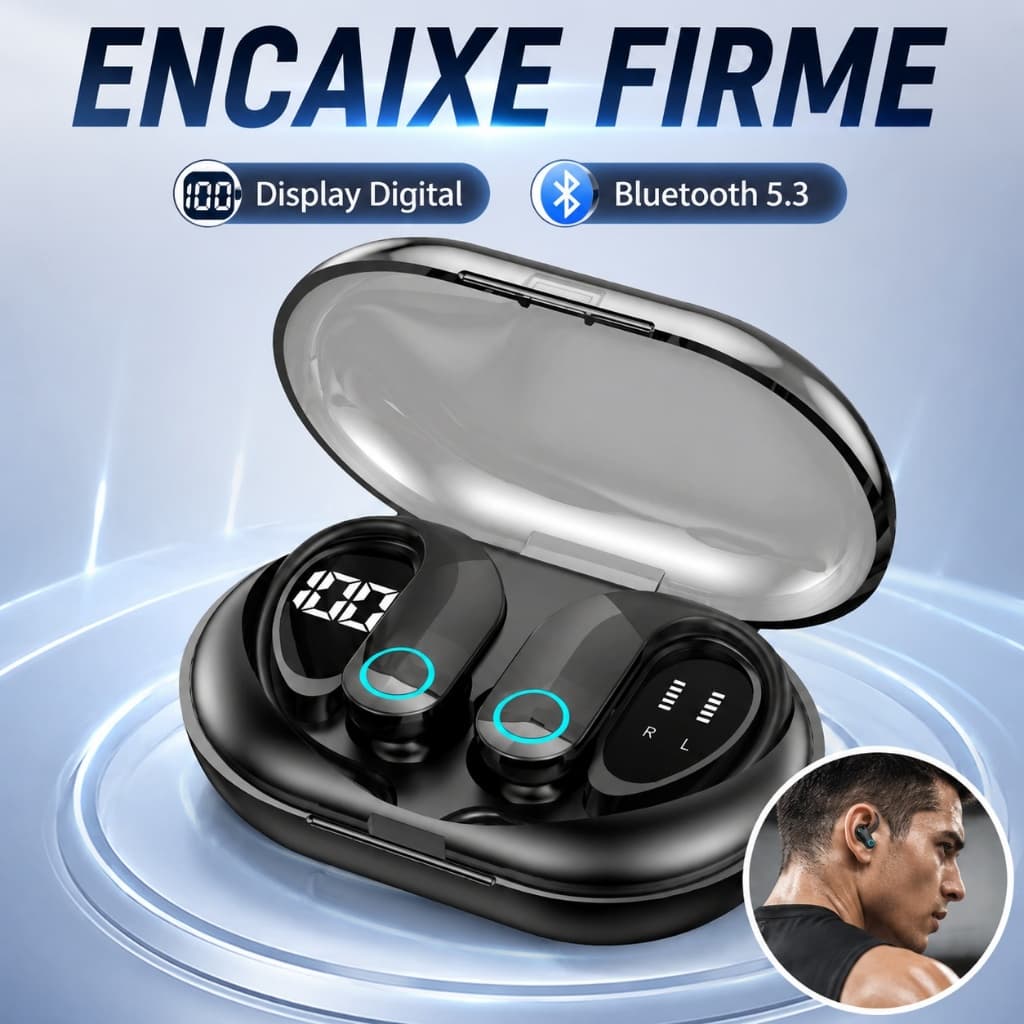 Fone de Ouvido Bluetooth TWS K-G37PRO Sem Fio Esportivo com Suporte Auricular Ergonômico RBG