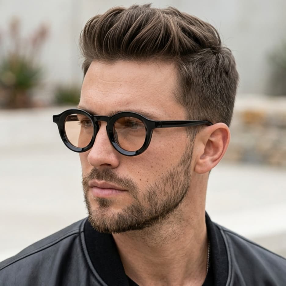 Óculos de Sol Masculino Redondo Retrô Vintage Tendência Casual UV400 Acetato Premium Elegante