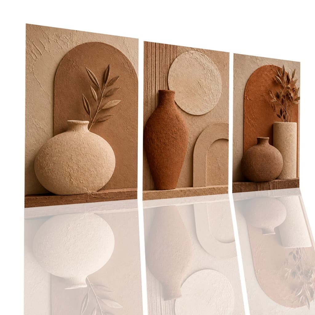 Kit 3 Quadros Decorativos Moderno Boho Vasos 90x50