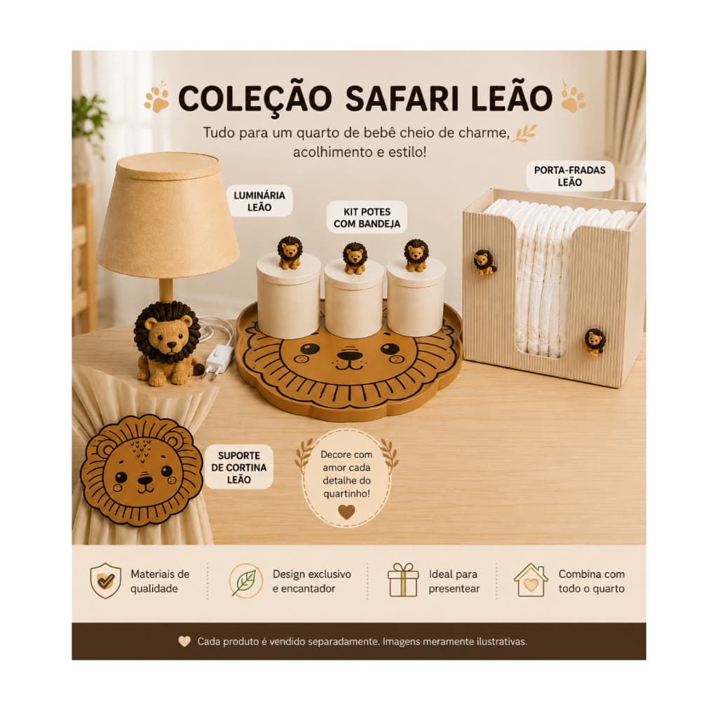 Decoração Safari Leão para Quarto de Bebê Infantil Acessórios Decoração Safari Leão Quarto Bebê Infantil