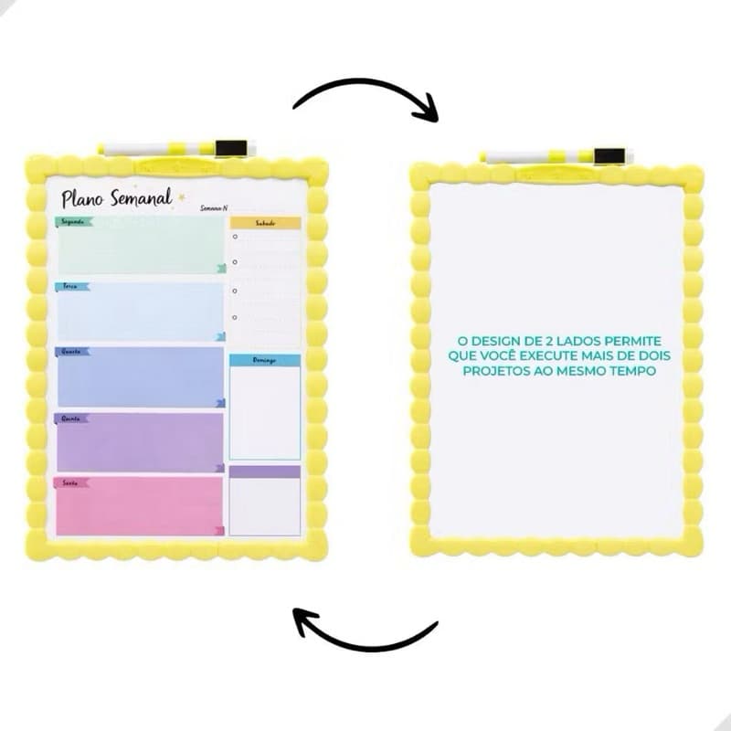 Quadro branco lousa Planner magnético com canetinha / ímãs