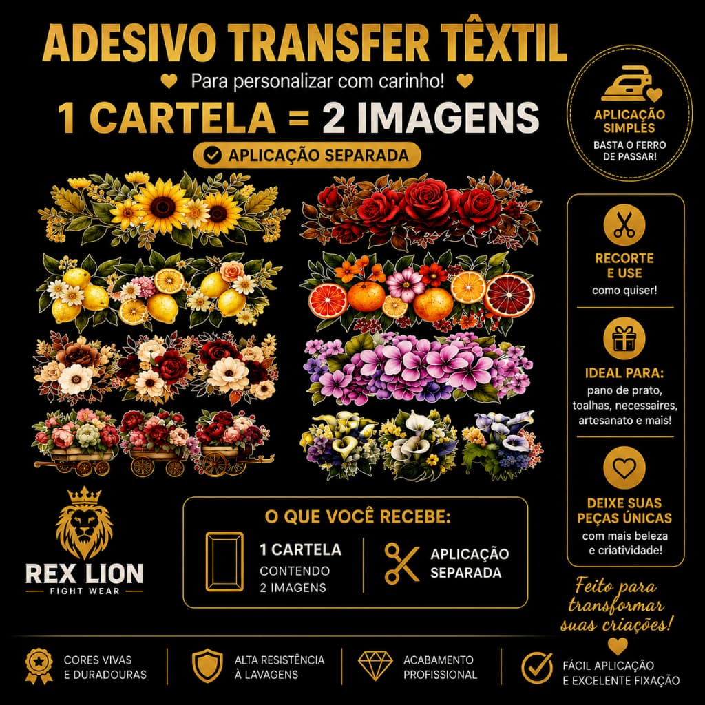 Adesivo Termocolante Imagem Tecido Flores Personalizado