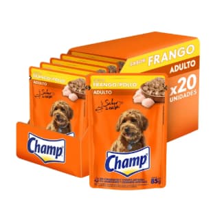 20 Rações Para Cachorro Adulto Champ Frango Sache 85G