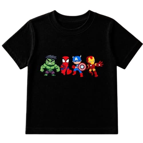 Camiseta Infantil 100% Algodão Estampa Vingadores Minimalista Heróis Fio 30.1