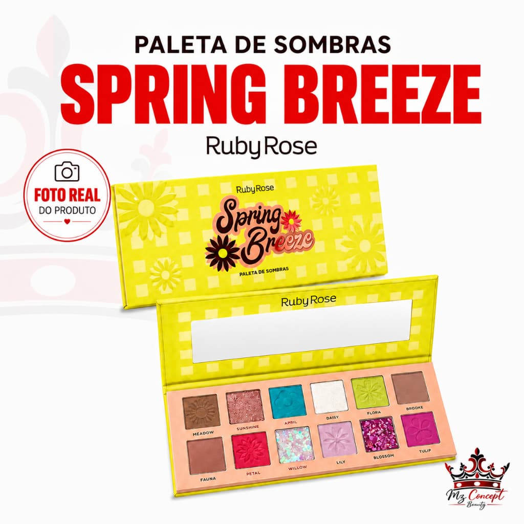 Paleta Sombras Ruby Rose Spring Breeze Alta Pigmentação Palette Glitter Matte Make Original
