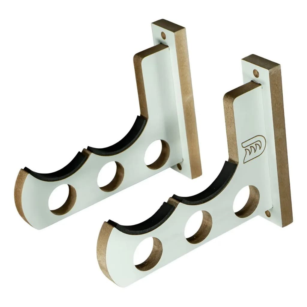 Rack Suporte Parede Para 2 Pranchas de Surf Em Madeira Branco Wet Dreams