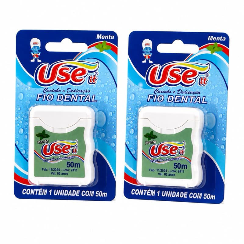 kit c\2 unidades Fio dental use it 50m Sabor menta-Higiene bucal.