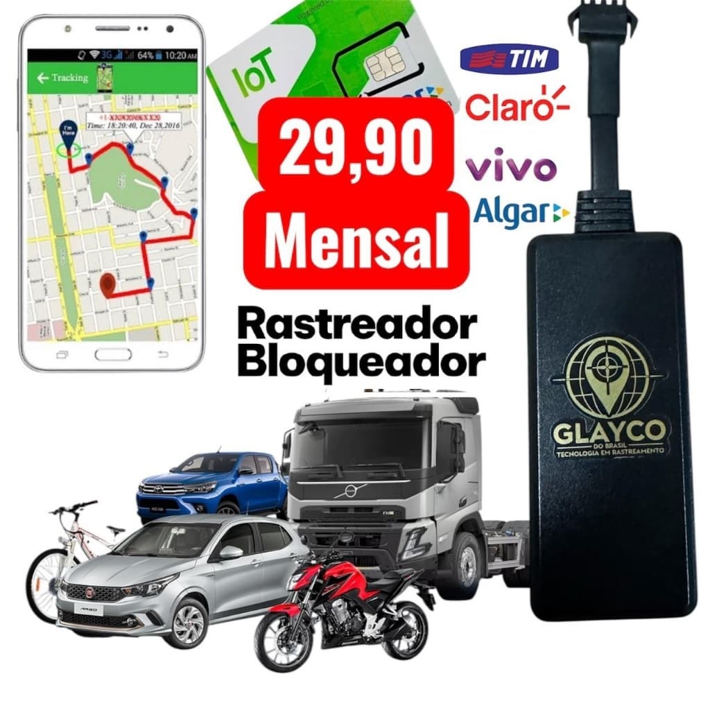 Rastreador 4G GPS Veicular com Chip Incluso – Bloqueia e Localiza em Tempo Real