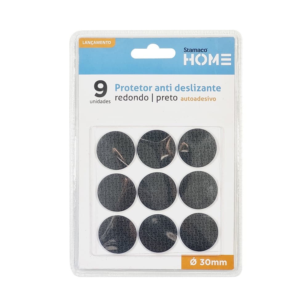 Protetor Antideslizante Redondo Preto Auto Adesivo  STAMACO 9 Unidades 30mm