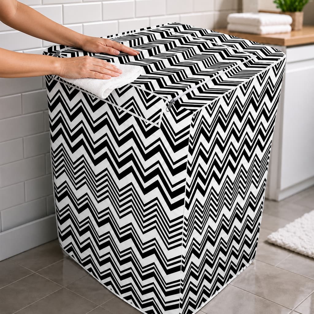 Capa Máquina Lavar Abertura Frontal G Zíper Reforçada Impermeável Zig Zag Proteção Lavanderia Premium