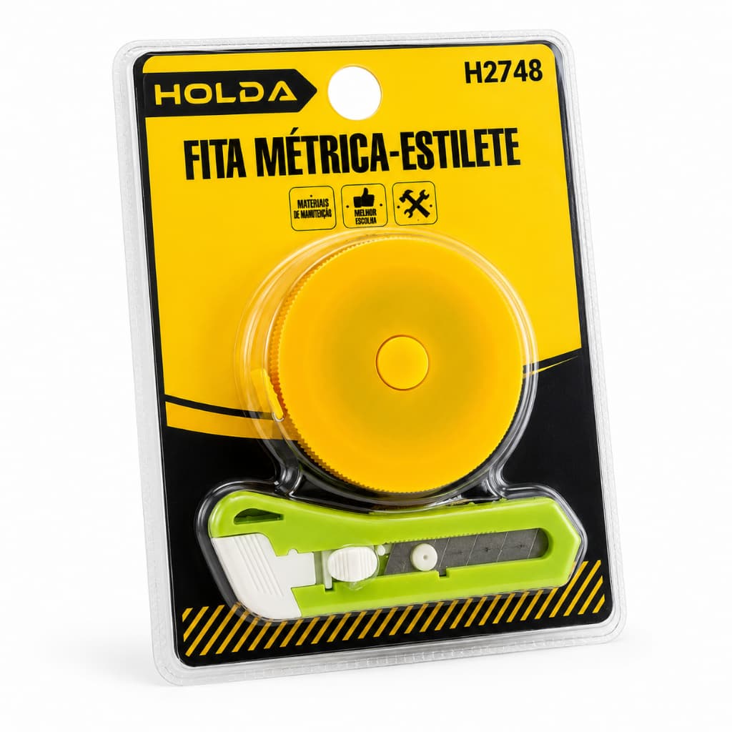 Kit Fita Métrica Com Estilete Holda Multiuso Uso Doméstico Profissional Casa Escola