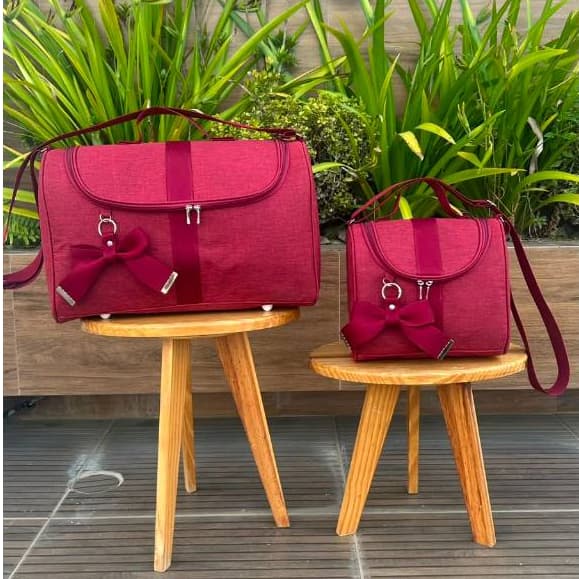 bolsa maternidade kit 2 peças linho clean baú G e baú M