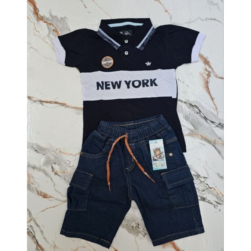 kit bermuda jeans e camisa polo infantil bebe conjunto camisa e bermuda  1 2 3 combo camisa jeans e short bebe menino