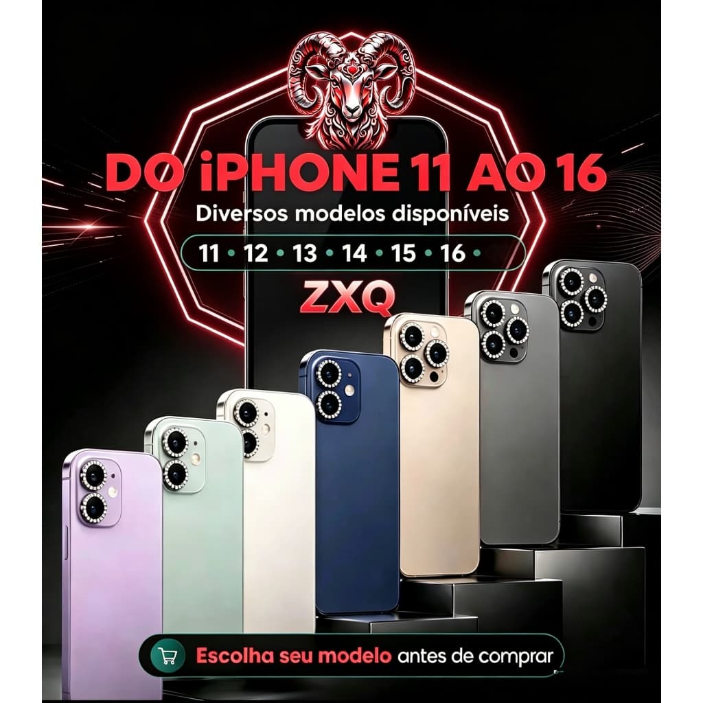 Kit Película Lente Câmera Brilho Diamante  iPhone XR/11/12/13/14/15/16/16pro/16plus/16 Promax Luxo e Beleza