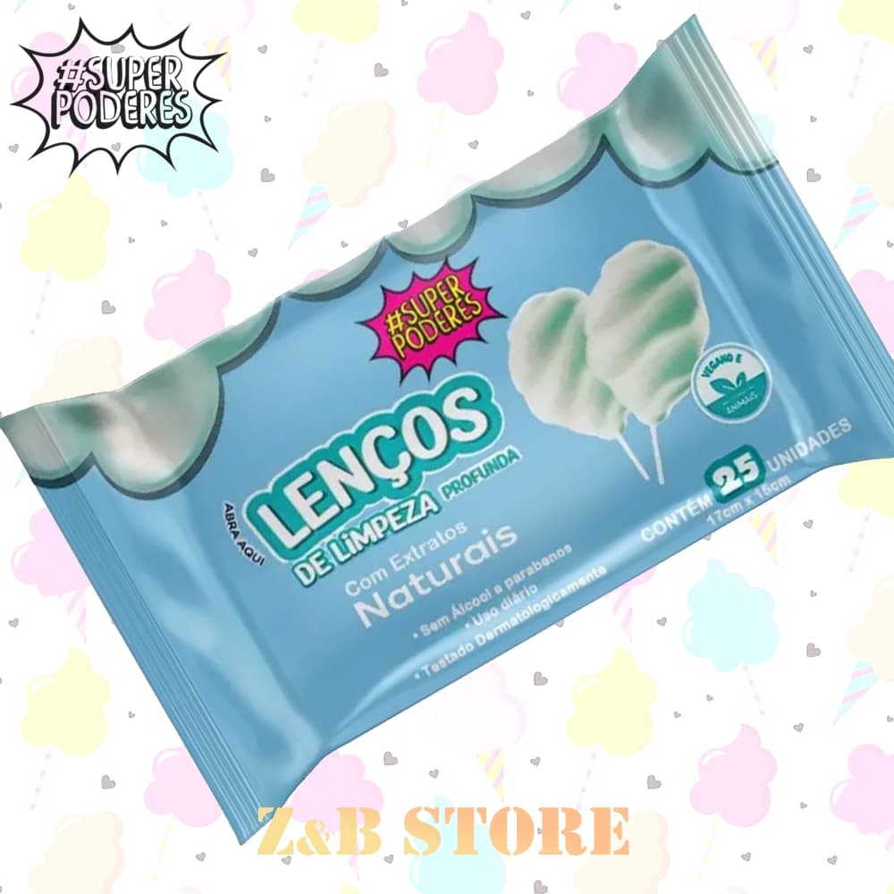 Kit com 1, 2 ou 3 Lenço Facial Super Poderes Algodão Doce para Limpeza e Cuidados com a Pele
