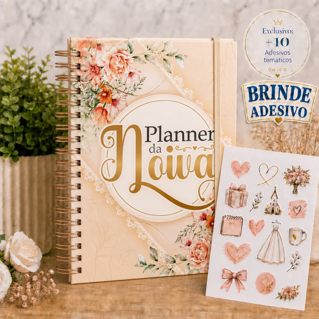 Planner da Noiva Terracota Agenda Casamento 298 Páginas Personalizado Checklist Organização A5 com 10 adesivos