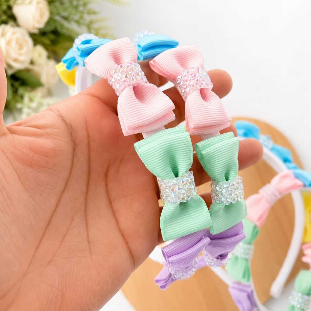 Tiara Arco Infantil com Laços Coloridos  Candy Brilhante Acessório Menina