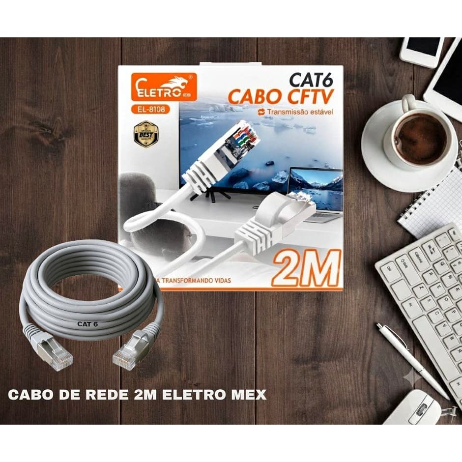 kit 10 6 CABO REDE CFTV   2 METROS ELETRO MEX EL-8108