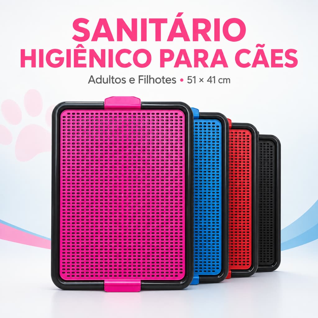 Sanitário Higiênico Cães Adultos e Filhotes com Grade Removível 51x41cm Lavável