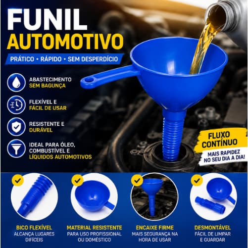 Funil Automotivo com Bico Flexível para Óleo, Combustível e Líquidos