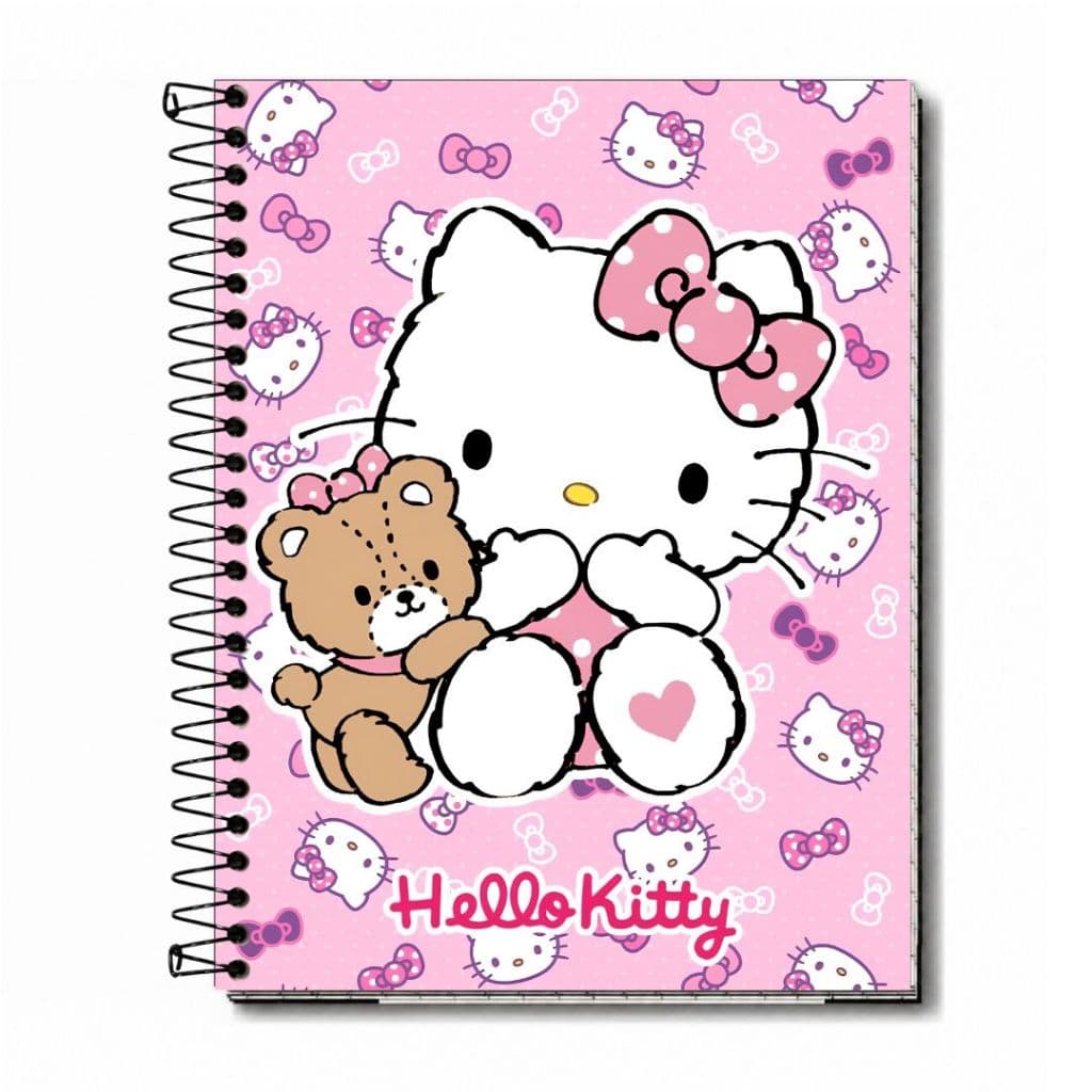 Caderno Hello Kitty Rosa Capa Dura Premium | 1, 10, 15 ou 20 Matérias | Escolar, Universitário e Espiral Resistente