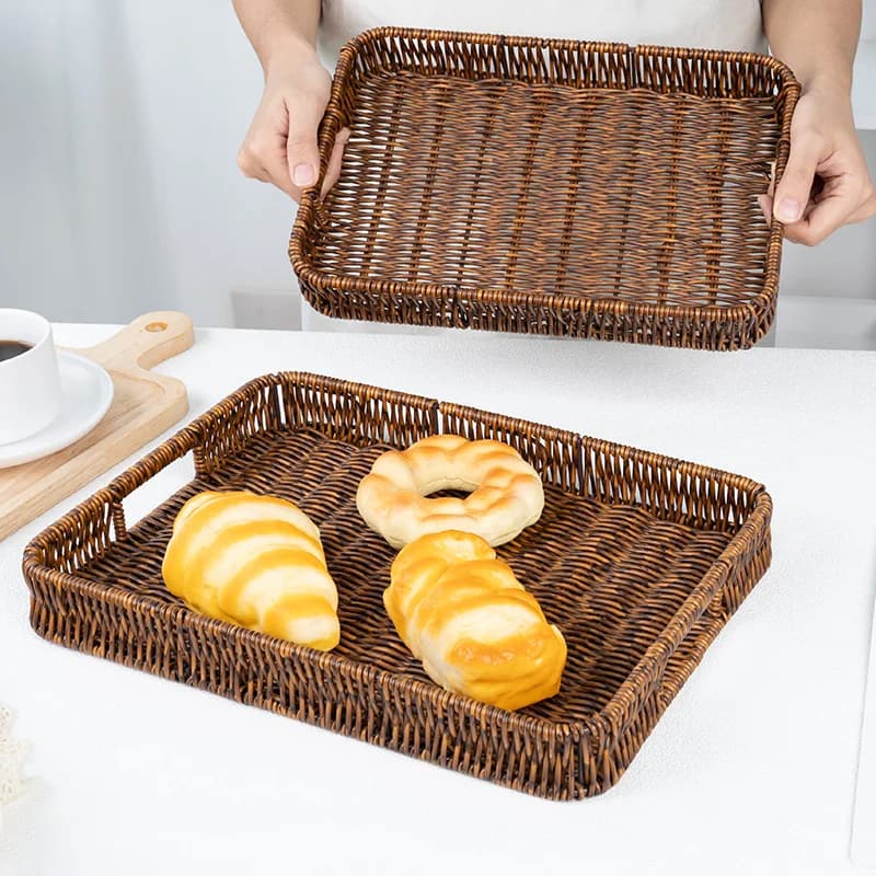Cesto Bandeja de Pão Decorativo Lateral Cesta Café Manhã Mesa Posta Casa Cozinha