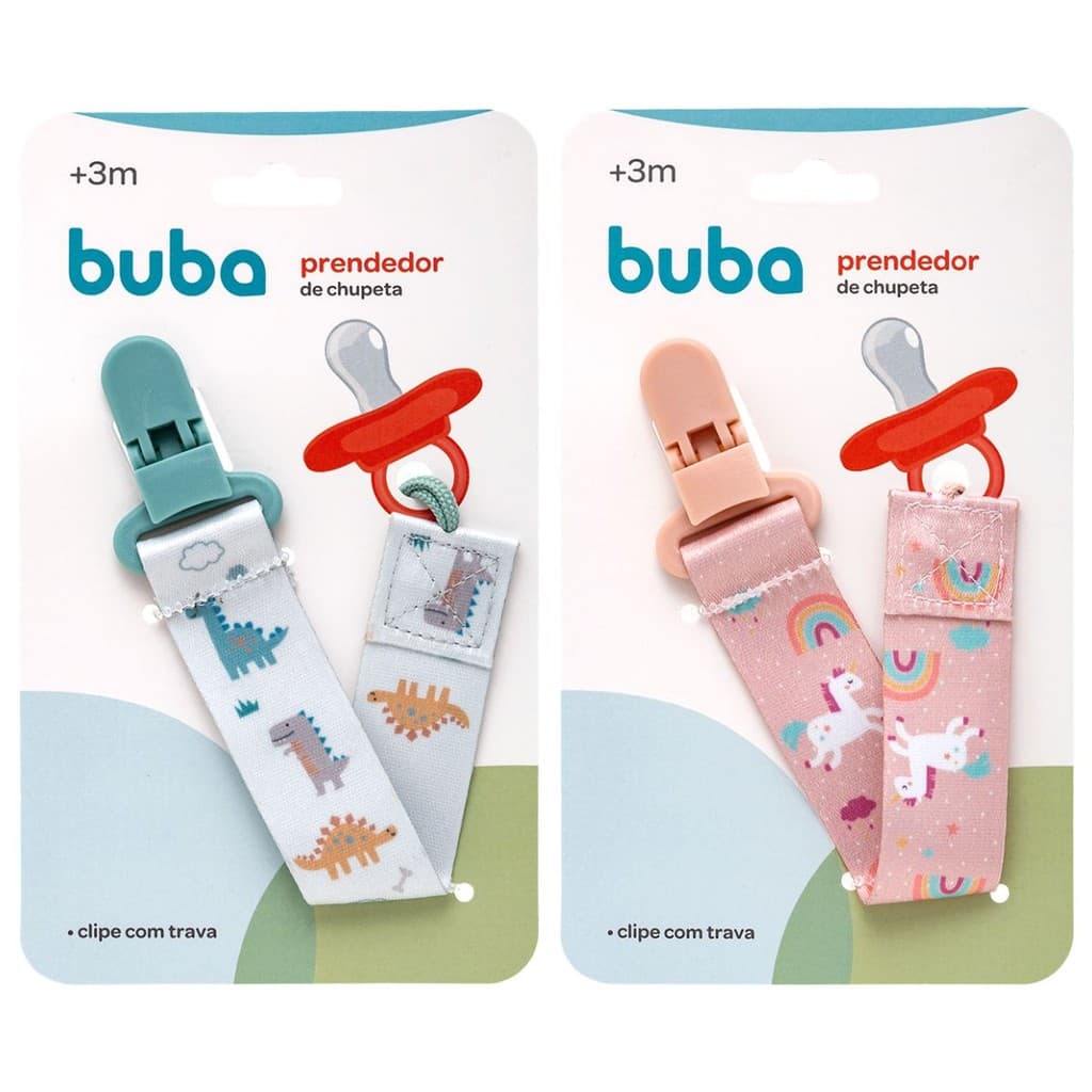 PRENDEDOR DE CHUPETA BUBA MAGIC DINO ou UNICORNIO