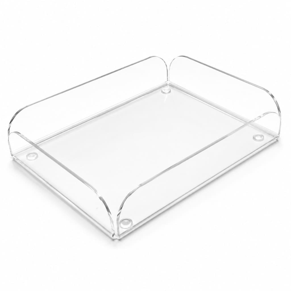 Bandeja em Acrílico Cristal Transparente Multiuso Organizadora Decorativa Vários Tamanhos