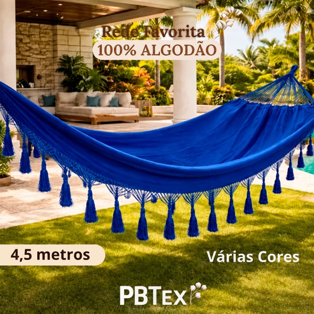 Rede Favorita com Varanda de Belota 4,5m Várias Cores 100% Algodão