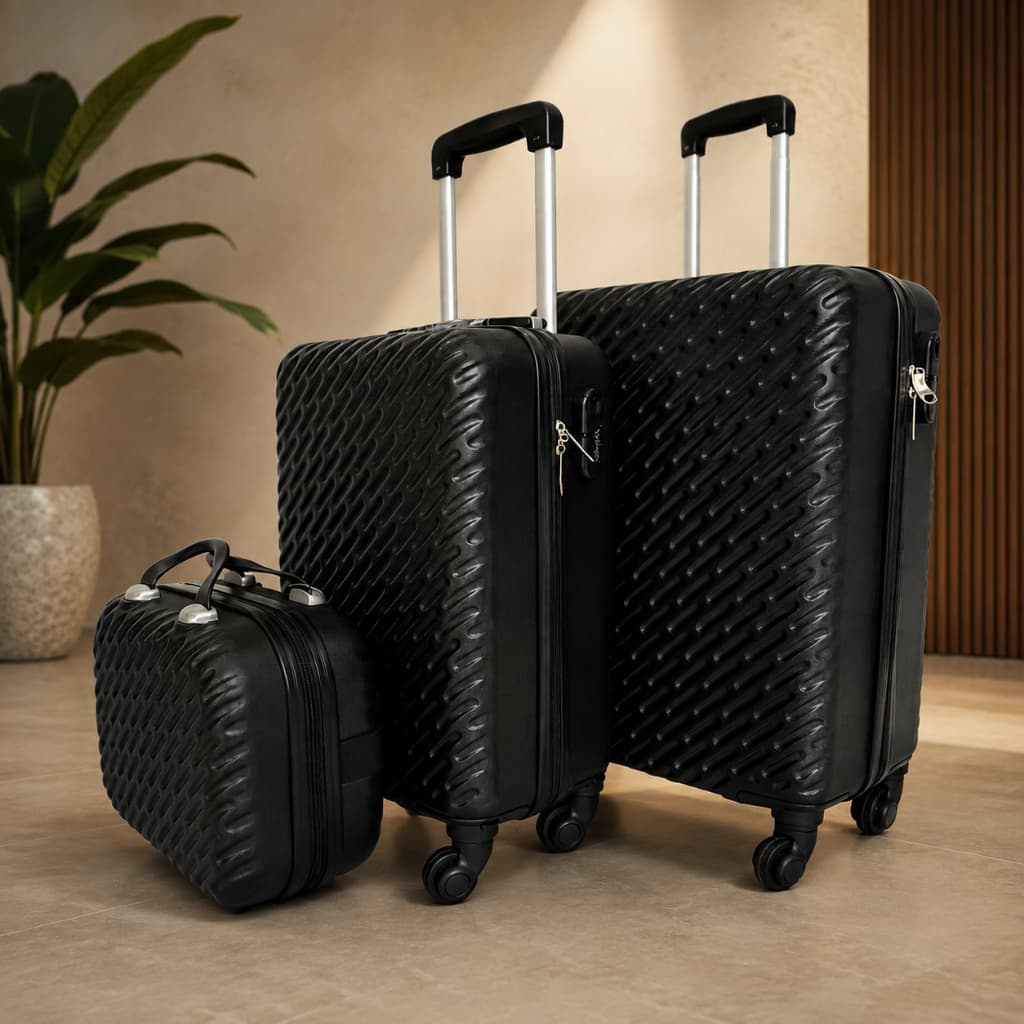 Kit 3 Malas de Viagem Branca ou Preta Conjunto de Malas para Bagagem Organização Transporte Férias e Viagens