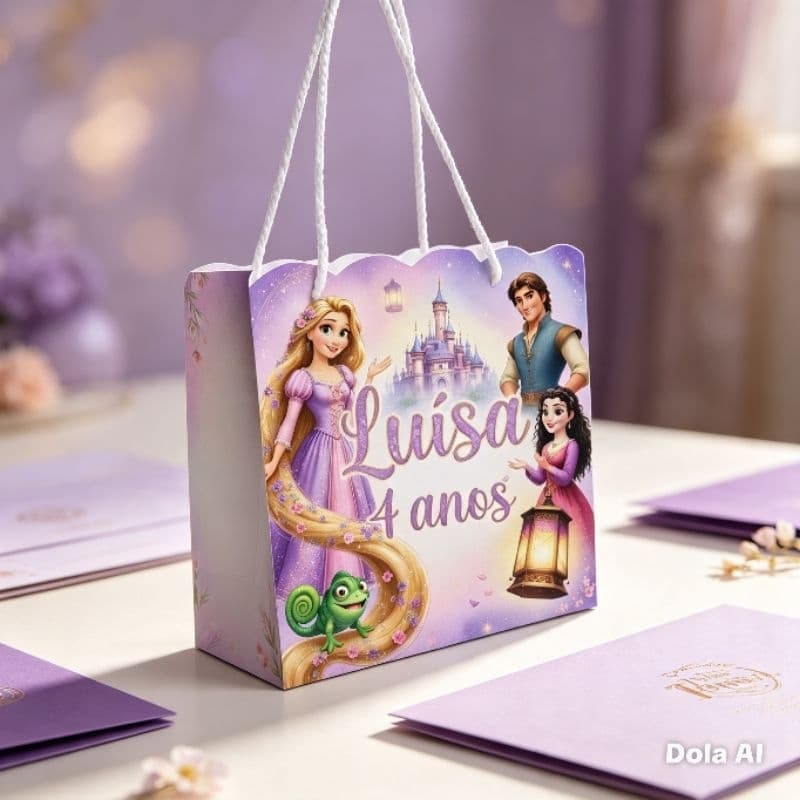 Kit Sacolinha Personalizada Rapunzel Enrolados Menina