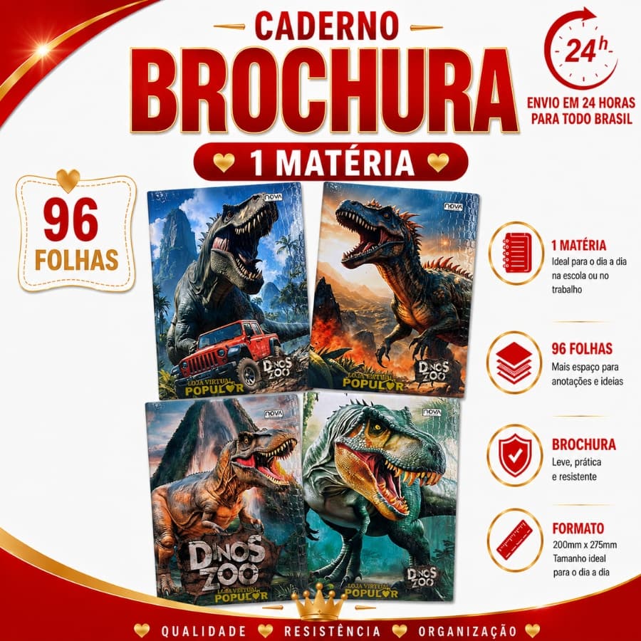 Caderno Universitário Brochura Capa Dura Raptor  1 Matéria 20 x 28 cm 96 Folhas - Nova Caderno