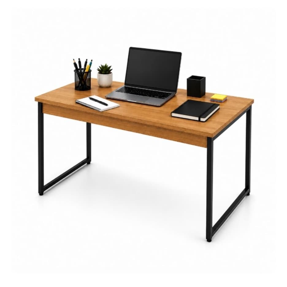 Escrivaninha Industrial Mesa Escritório Quarto Recepção 90x45cm Mdf e Aço