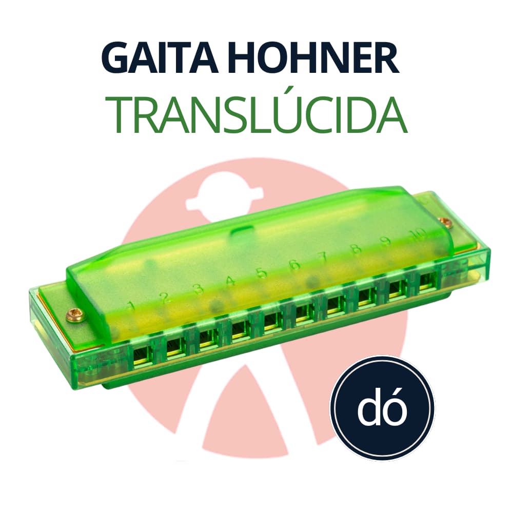 Gaita Harmónica Translucent Harp C (Dó) Verde Diatônica Gaita de Boca Profissional Gaita Hohner