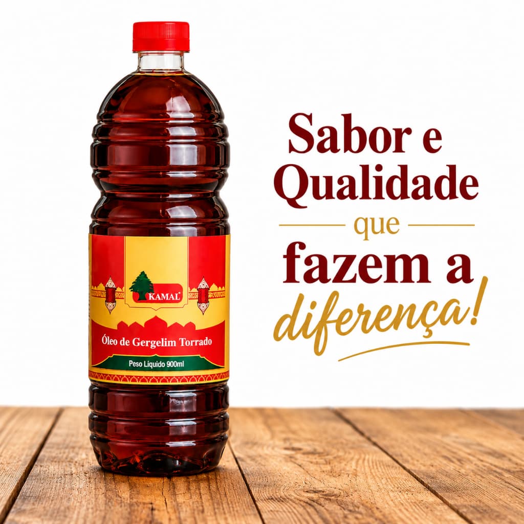 Óleo de Gergelim Torrado Natural Kamal 150ml 900ml 1,8l