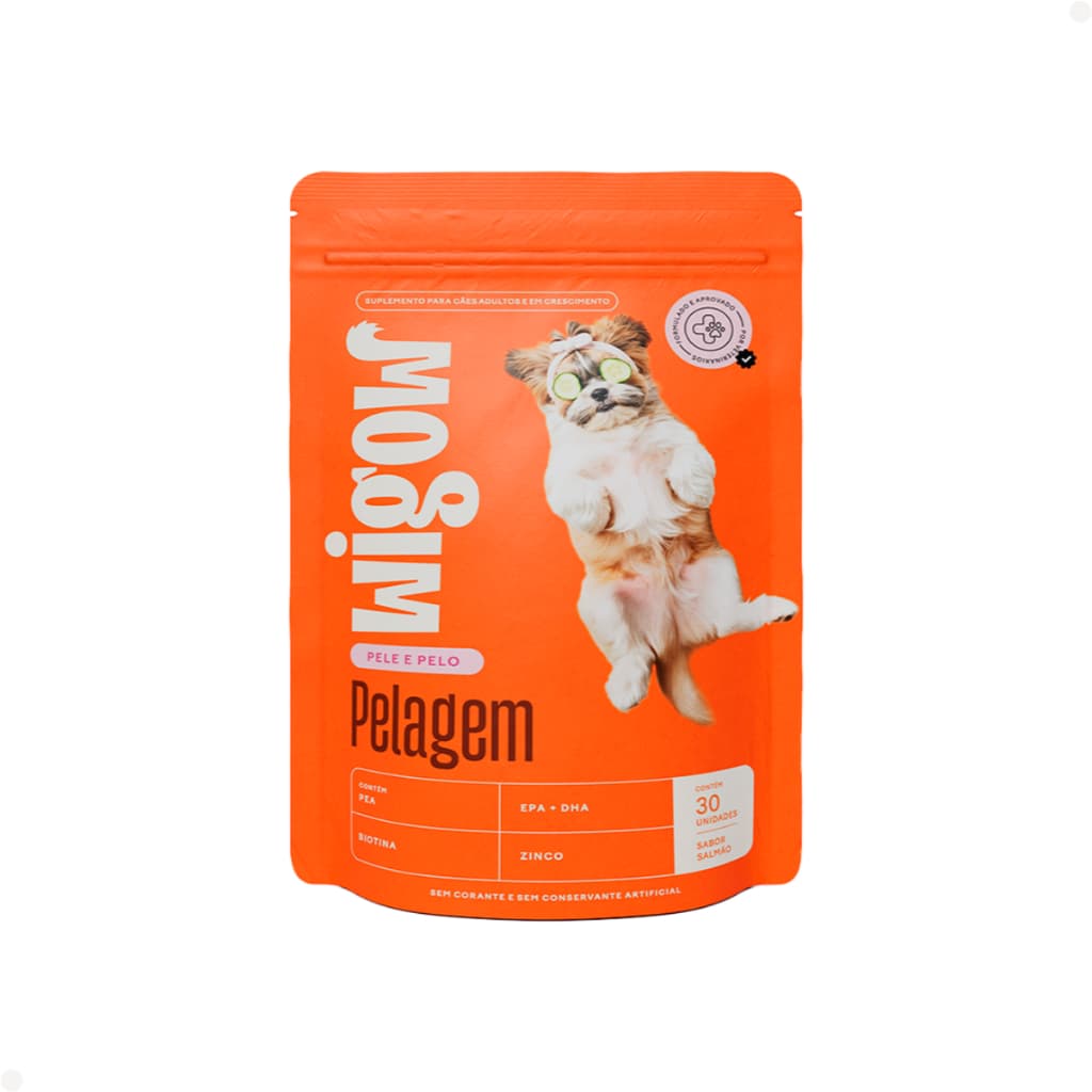 Suplemento para Cachorro Vitamina para Pelo de Cachorro Suplemento Wigow Pelagem Sabor Salmão 84g