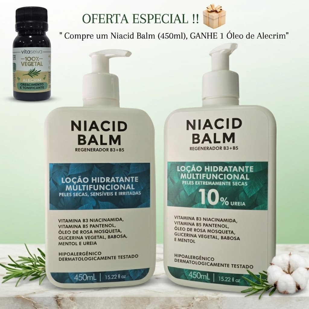 Niacid Balm - Loção Hidratante Multifuncional Peles Secas Sensiveis Irritadas 10% Ureia Dermatologicamente Testado
