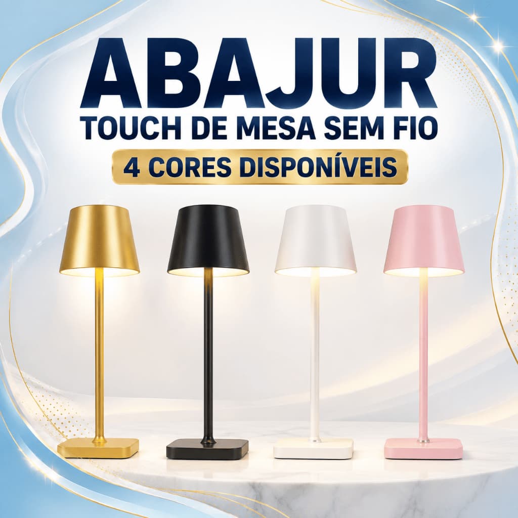 Abajur De Led Moderno Luminária De Mesa Escrevaninha Preto Rosa Dourado USB Recarregável 3 Em 1 Touch Toque Sem Fio
