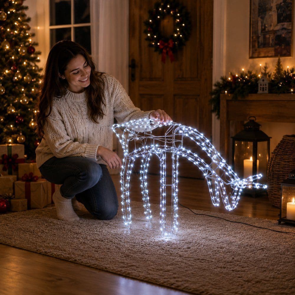 Rena Mangueira Iluminaçao Led Branco Frio Movimento Sensor Externo 127v e 220v Decoração Natalina