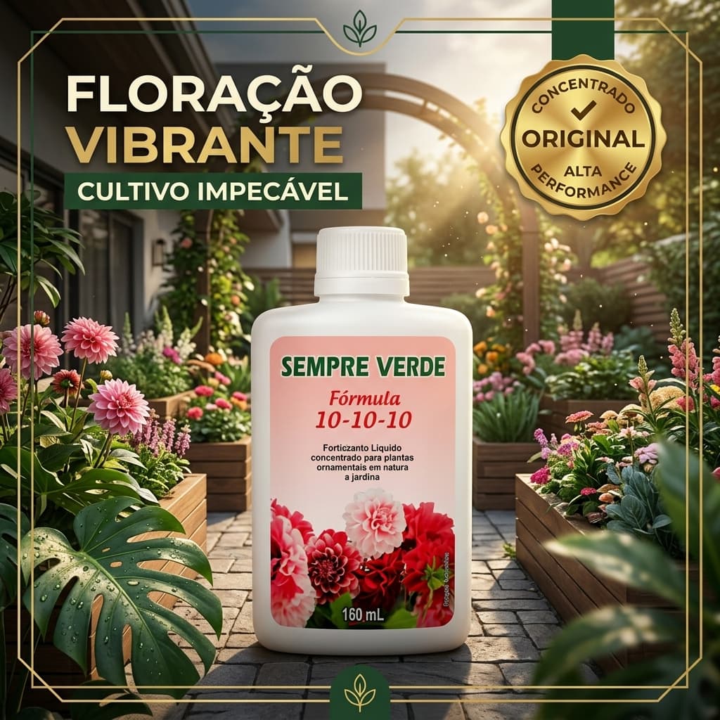 Fertilizante Sempre Verde 160ml NPK 10-10-10 Fertilizante para Plantas e Flores Líquido Concentrado