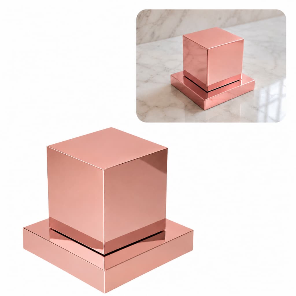 Acabamento Para Registro Pressao Gaveta Quadrado De Metal Rose Gold