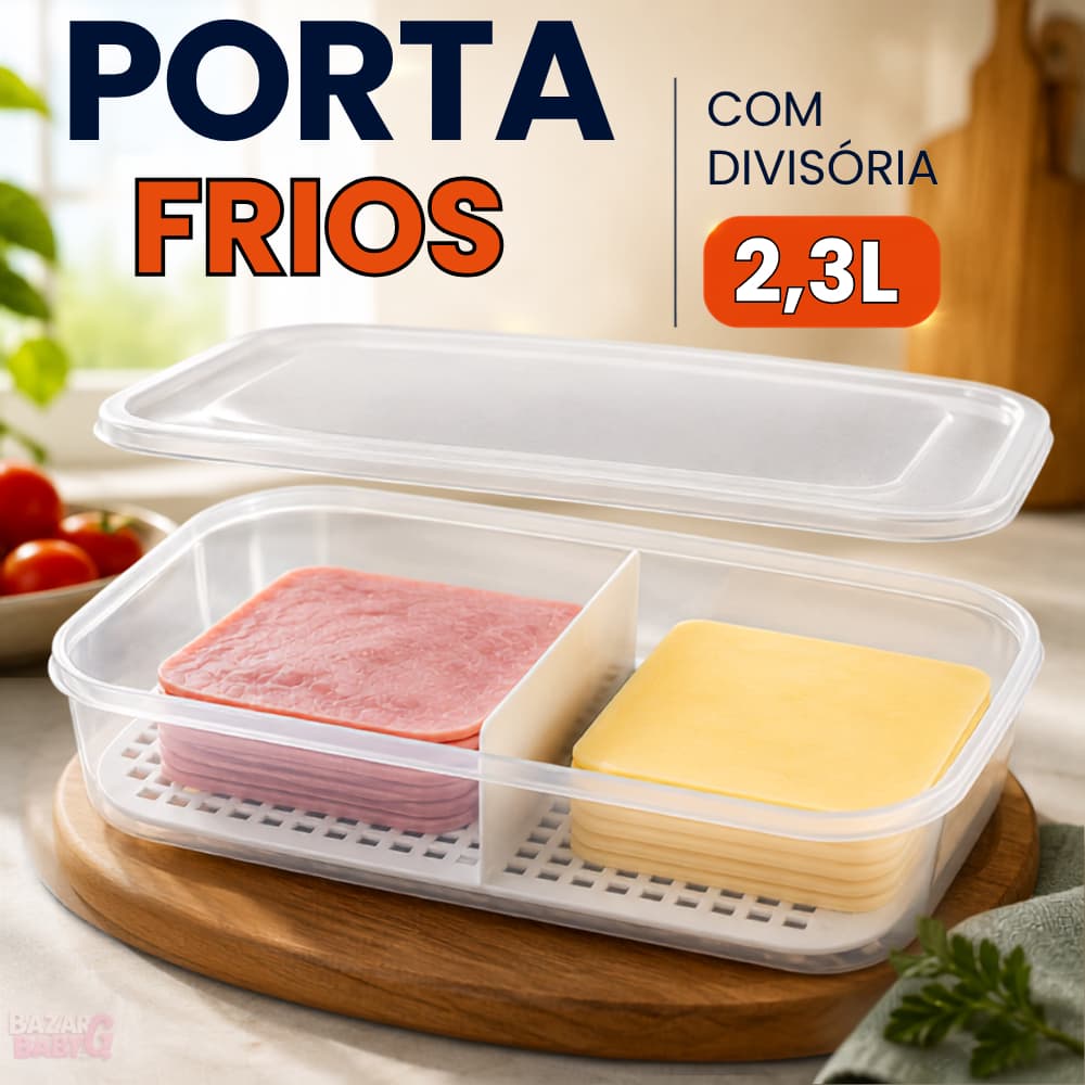 Porta Frios com Divisória 2,3L Pote Organizador para Geladeira com Tampa Livre de BPA