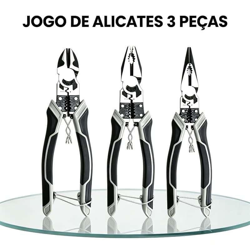 Kit 3 Alicates: Corte + Diagonal + Bico Fino - Multiuso Profissional