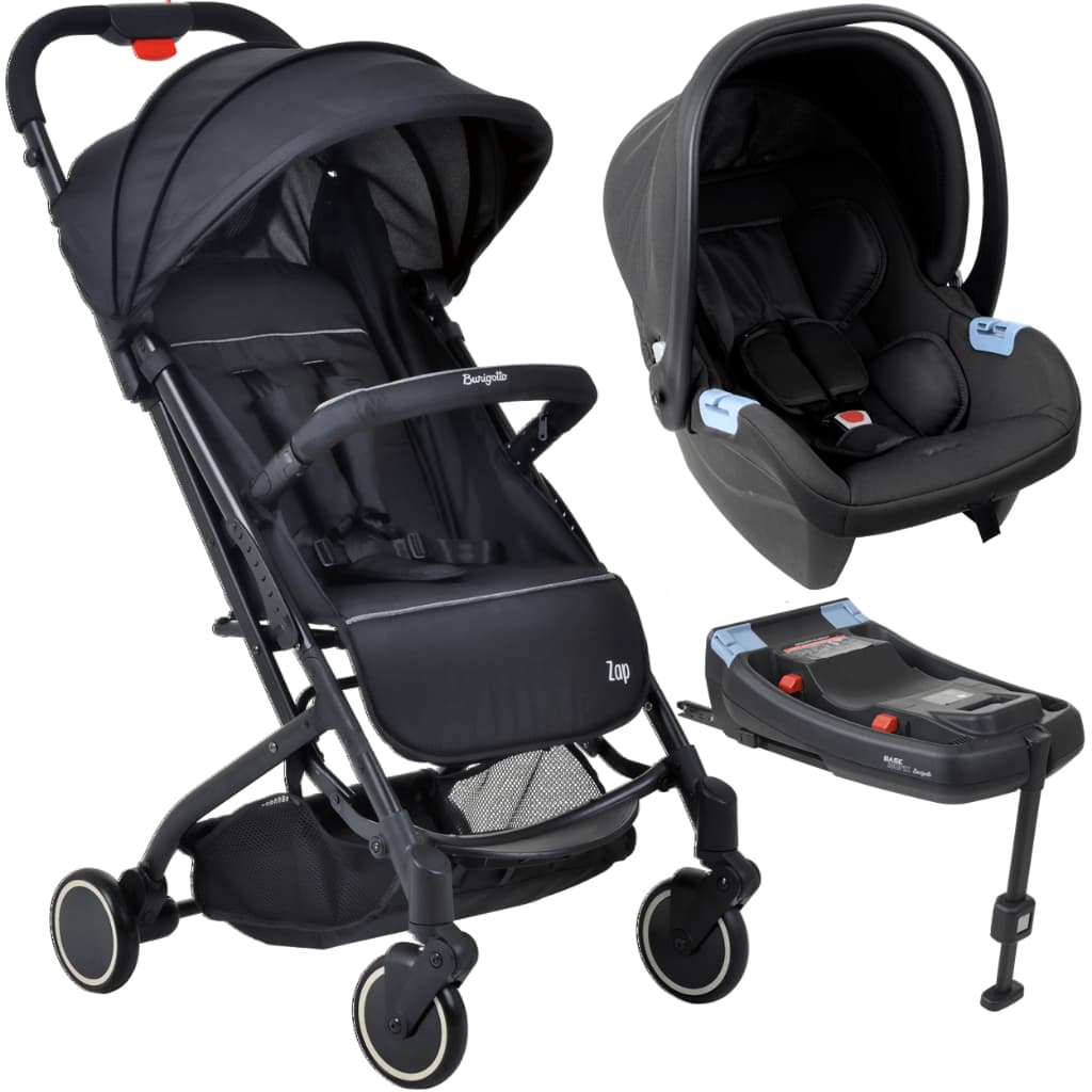 Carrinho de Bebe Burigotto Zap com Bebe Conforto e Base ISOFIX Black