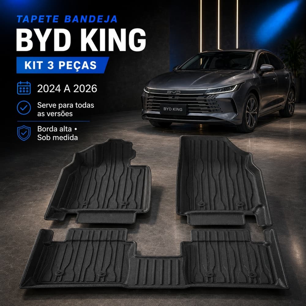 Jogo De Tapetes Com 3 Peças Premium Bandeja Borda Alta De Borracha Tpe 3D Para Byd King 2024 - 2026