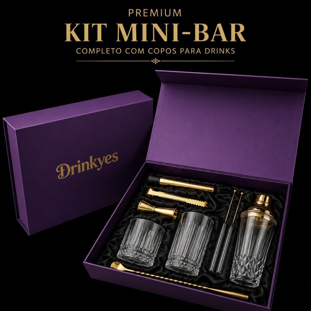 Kit Presente Barman 2 Copos de Whisky Drink Completo Caixa Presente Aniversario Pai Mãe Namorado Amiga Mulher Homem