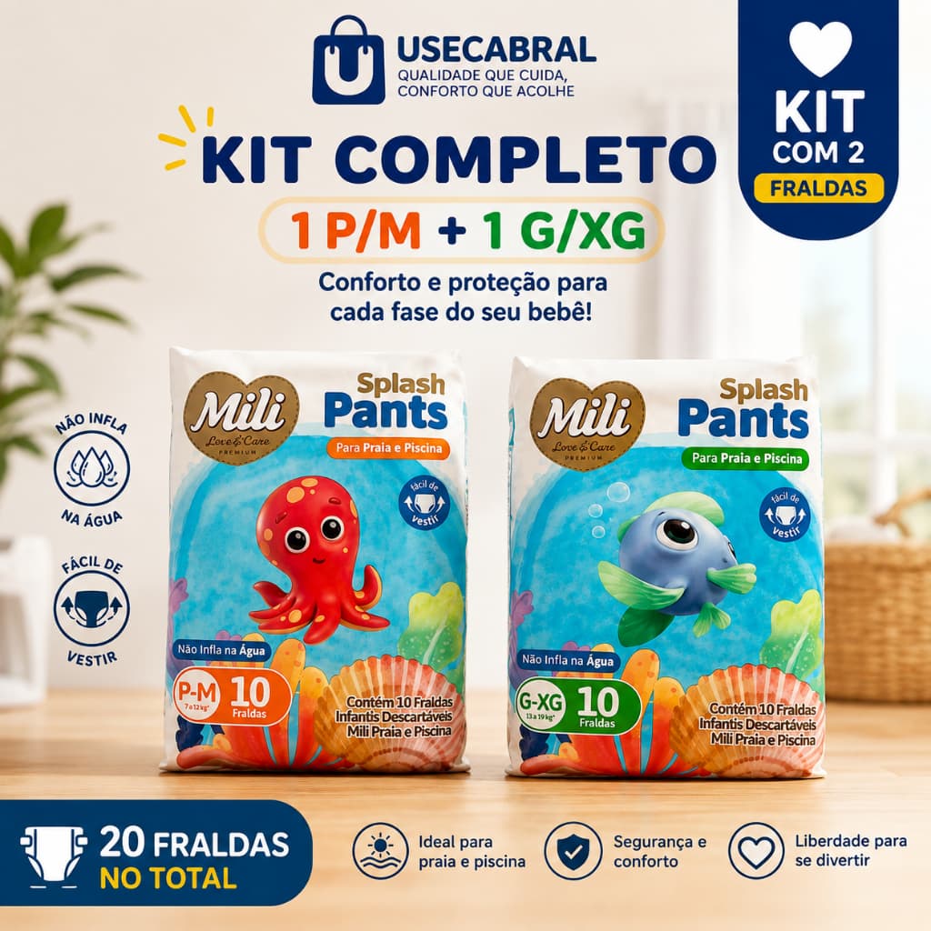Kit 2 Fraldas para piscina e praia Mili Love para bebê