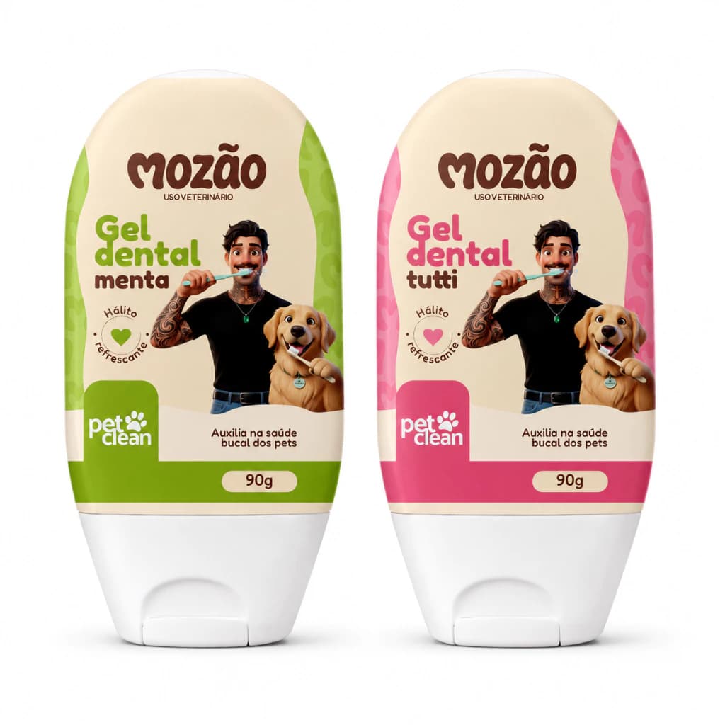 Pasta de Dente p/ Cães Gatos Creme Dental Menta Tutti Frut 90g Pet Clean Mozão