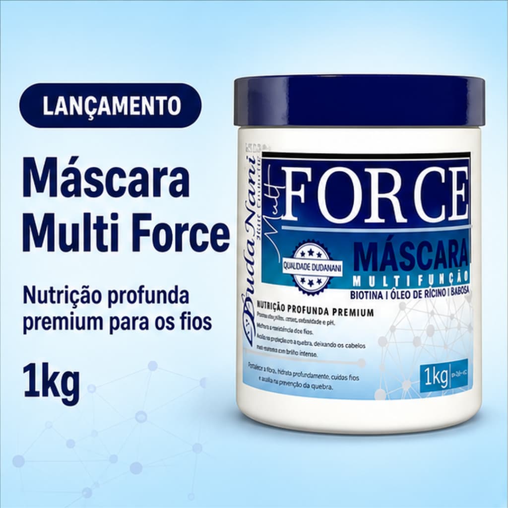 Máscara Capilar Dudanani Multi Force 1kg Nutrição Profunda Biotina Óleo de Rícino Babosa